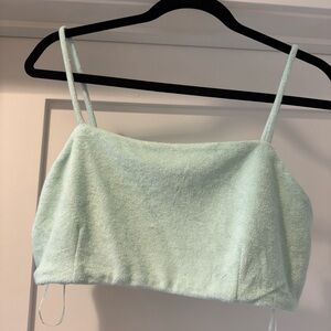 7 For All Mankind Green Fitted Crop Camisole